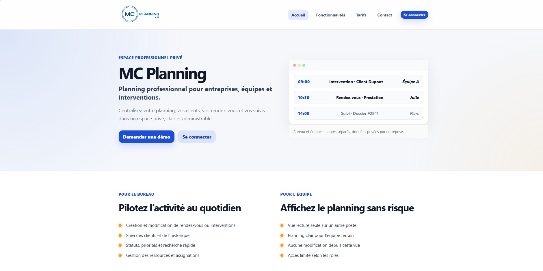 MC Planning — Application de planning professionnel